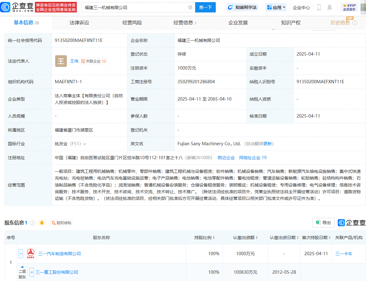 三一重工再布局新能源 新公司劍指集中式快速充電站